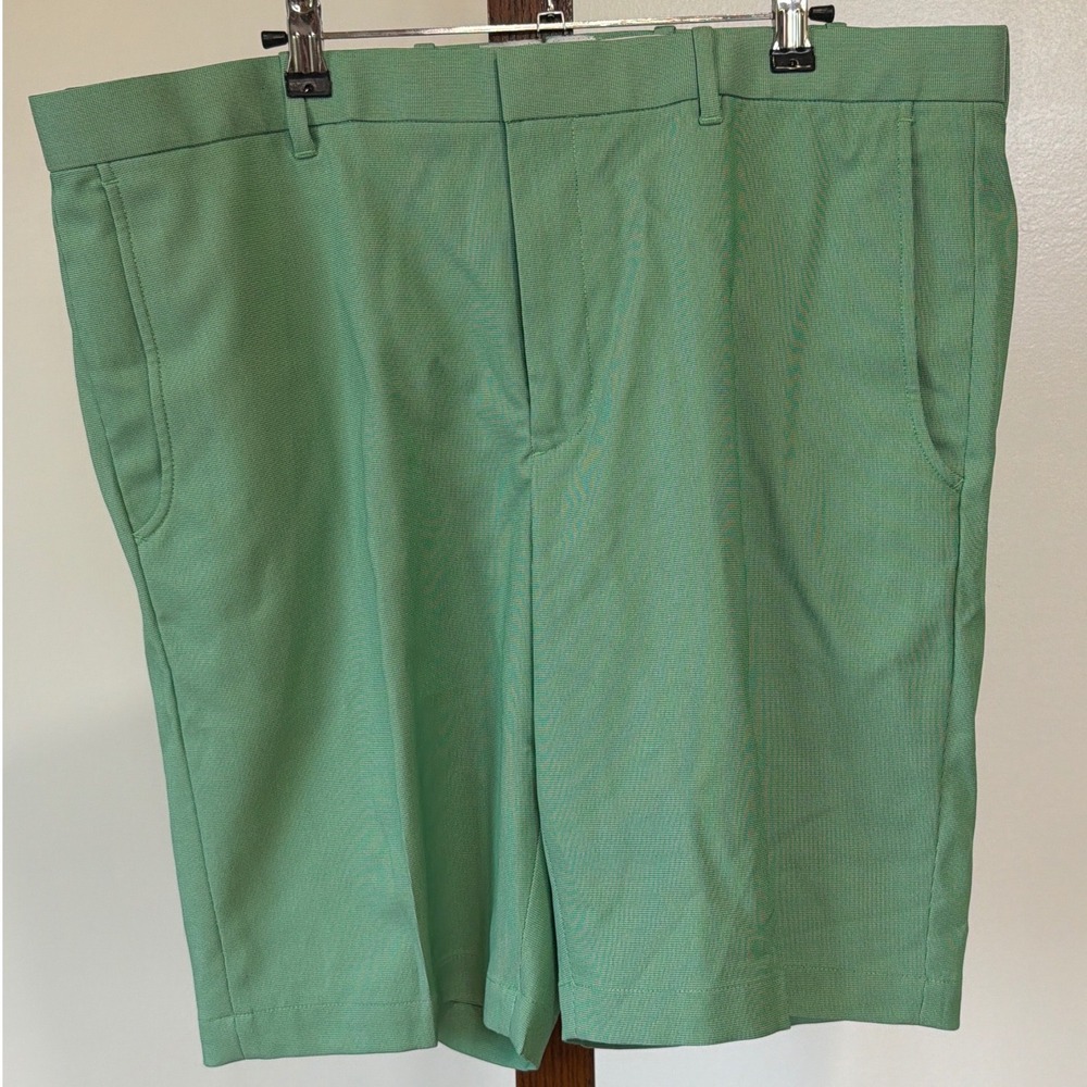 Bobby Jones Mens Green Micro Check Golf Shorts 38 Flat Front Preppy Performance